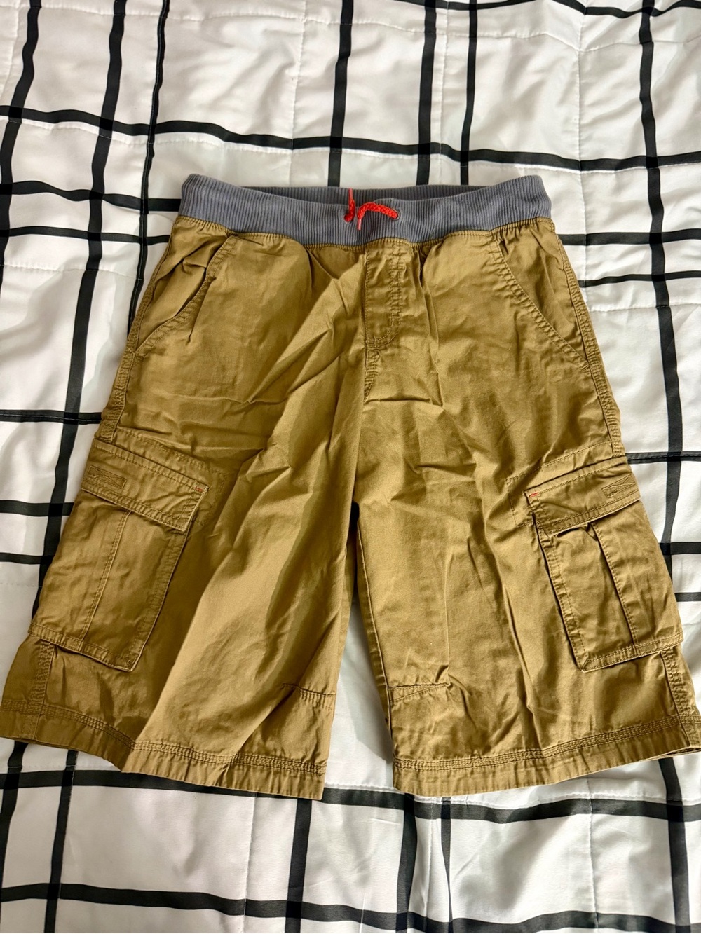 Kid’s Tan Cargo Shorts with Elastic Waist